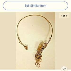 Artisan Mixed Metals Grapes Leaves Collar Necklace